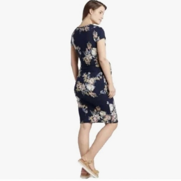 {Isabel Maternity} Navy Floral Bodycon Dress - Picture 7 of 7